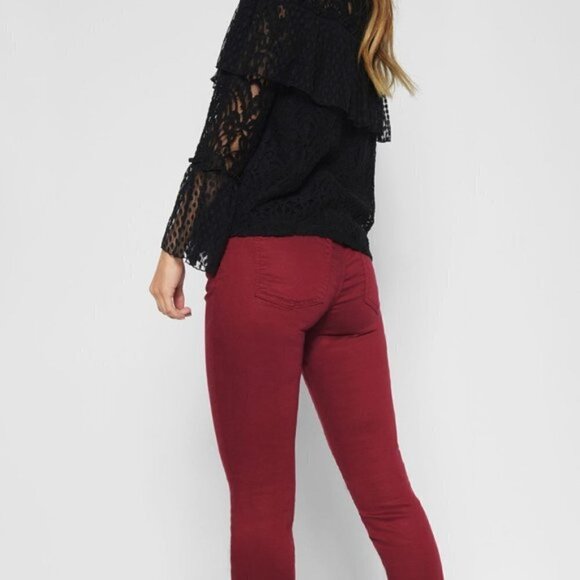 7famk B(AIR) Colour Ankle Skinny Jean Denim in Oxblood - Picture 2 of 16